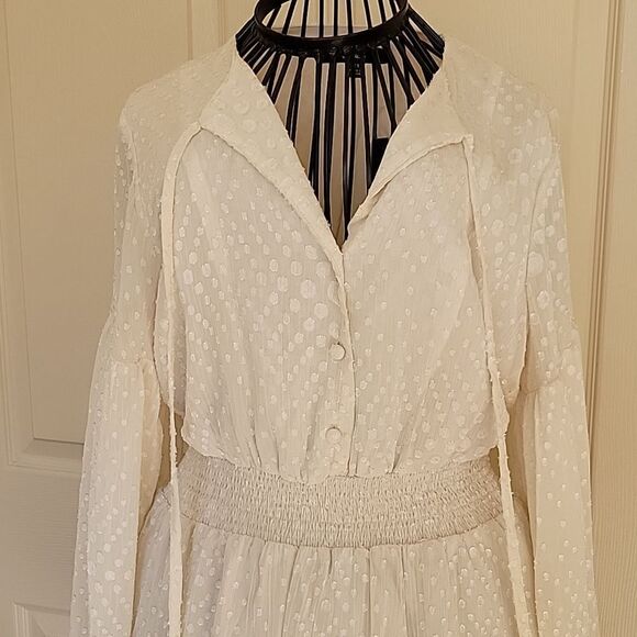 LULU'S Dreamy Astetic Beige Long Sleeved Mini Dress Size XS NWT - Picture 8 of 16